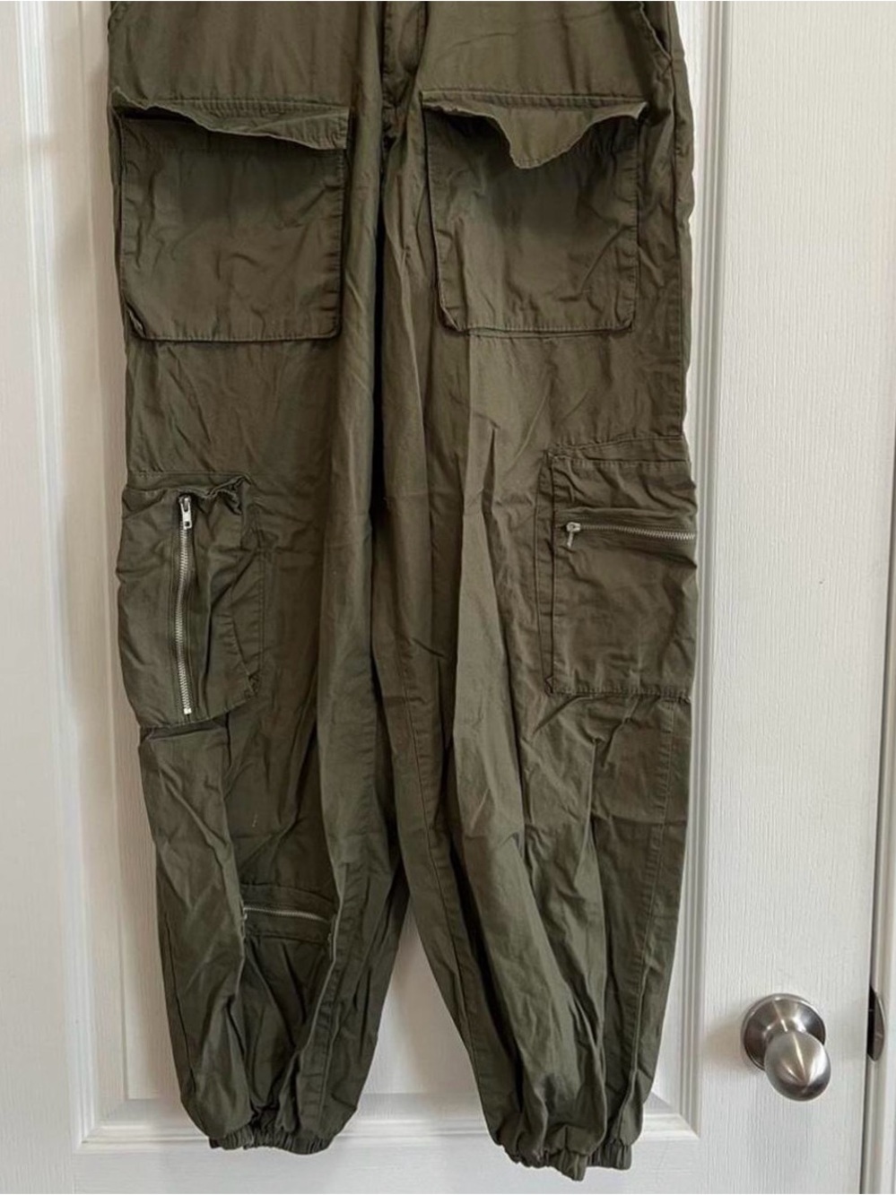 Ardene Olive Green Cargo Track Pants with Zip Pockets